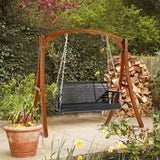 VINGLI Upgraded Patio Wooden Porch Swing for Courtyard & Garden, Heavy Duty 880 LBS Swing Chair Bench with Hanging Chains for Outdoors (Black, 4 FT) VINGLI