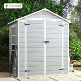 Patiowell 6x4 FT Plastic Outdoor Storage Shed, Resin Shed Perfect to Store Patio Furniture, GardenTools Bike Accessories, Beach Chairs and Lawn Mower,Light Grey Patiowell