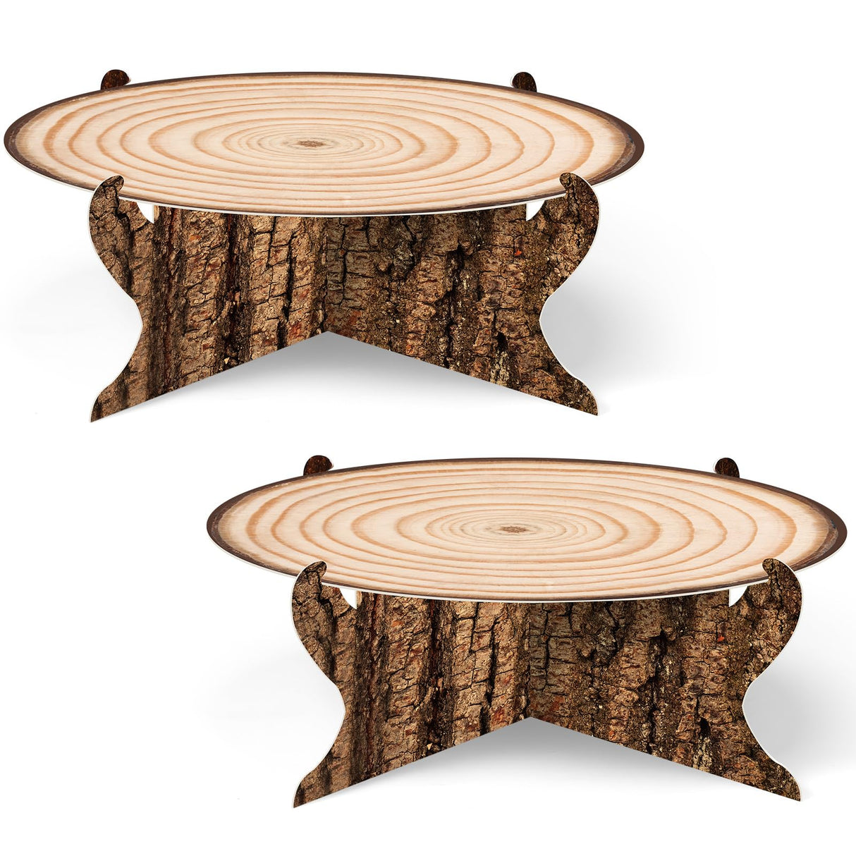 Zopeal 2 Pcs Woodland Cupcake Stand Wooden Cupcake Stand Decoration Western Cake Holder Camping Cake Holder for Woodland Baby Shower Decoration Forest Safari Birthday Party Supplies(Classic) Zopeal