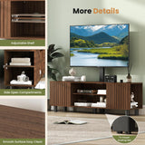 Lamtor TV-Stand with Mount and Power Outlet, Fluted TV Stand for 65 70 75 Inch TV, Entertainment Center with Storage, Media Console Table for Living Room, Walnut Lamtor