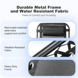 Nazhura Set of 2 Relaxing Recliners Patio Chairs Adjustable Steel Mesh Zero Gravity Lounge Chair Beach Chairs with Pillow and Cup Holder Black Nazhura