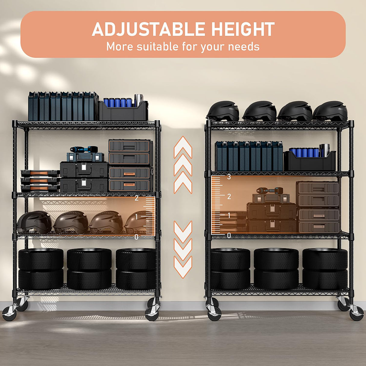 M MZG Industrial Metal 4 Tier Shelving for Garage, Pantry, Warehouse, Basement Utility Room, Storage Rack Metal Shelving Unit, Shelf Organizer, Black 23.6" D x 53.2" W x 73.6" H M MZG