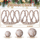 Equsion 2 Pcs 13.7 Feet Christmas Tree Garland Wooden Beaded Garland Boho Decorations Wall Hanging Farmhouse Home Decor Rustic Country Natural Holiday Decoration(Gold, White) Equsion