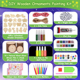 ROADPLUM Natural Wooden Slices Painting Craft Kit, 16PCS Unfinished Wood Slices & 20Pcs Unfinished Wooden Ornaments, DIY Glow in The Dark Christmas Ornaments Craft for Decorations ROADPLUM