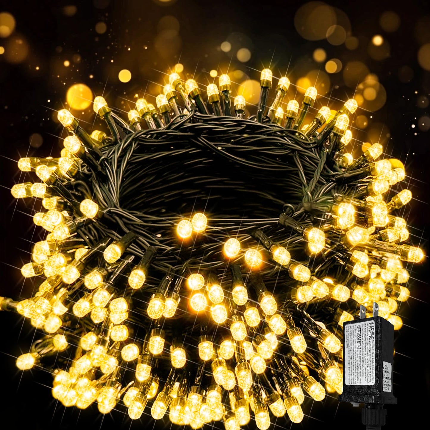 ALENEY 500 LED Christmas String Lights Indoor Outdoor, 164 Feet Upgraded Crystal Fairy Lights Plug in 8 Modes Christmas Tree Lights for Bedroom Classroom Wedding Party Christmas Decorations