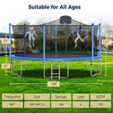 Tatub 16FT Trampoline for Kids and Adults, Outdoor Recreational Trampolines with Basketball Hoop & Enclosure Net, Blue Tatub