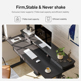 FEZIBO 48 x 24 Electric Standing Desk Adjustable Height with 4 Drawers, Sit Stand Desk with Storage Shelf, Rising Desk with Splice Board, Black Frame/Rustic Brown Top, 48 inch FEZIBO