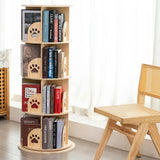 BUYWAY 360° Rotating Solid Wood Bookshelf Tower - Versatile 4-Tier Bookcase for Kids & Adults BUYWAY
