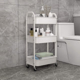 MAX Houser 3-Tier Rolling Utility Cart with Caster Wheels,Easy Assembly, for Kitchen, Bathroom (White) MAX Houser