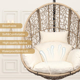 LUTINLIX Oversized Hanging Egg Chair Outdoor Indoor, Wicker Swing Egg Chair with Stand 400lbs Capacity for Bedroom, Patio, Garden and Balcony (Beige-nest, Oversize) LUTINLIX