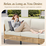 Outdoor Patio Furniture, 7-Piece Wicker Patio Furniture Set, Boho Patio Conversation Sets Sectional Sofa with All Weather Rattan Thick Cushions, Outdoor Sectional Sofa Set with Coffee Table, Beige PPorfamilia