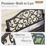 Sophia & William Outdoor Bench, Metal Garden Bench, Cast Iron Park Benches for Outside with Floral Design Backrest, Black Sophia & William