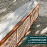 Bme Nancy Dark Chocolate King Bed Frame with Geometric Headboard – Mid Century Modern Solid Acacia Wood Design Bme