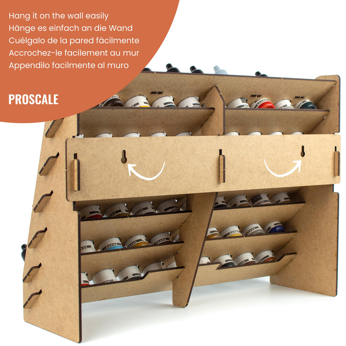 PROSCALE Paint Rack for model paints. Hobby craft Vallejo Tamiya Army compatible wall paint rack stand holder organiser storage for miniature warhammer art artists (26 mm) PROSCALE