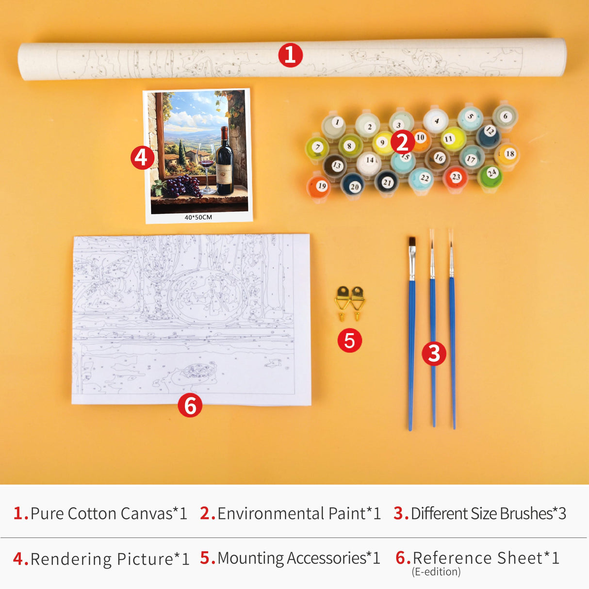 Paint by Numbers Kit for Adults Beginner - Vineyard Window View with Bottle and Glass of Red Wine, Grapes and Scenic Landscape, Relaxing DIY Arts and Crafts for Adults - 16x20 Inch TUMOVO