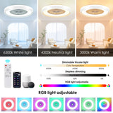 HUMHOLD 24" Bladeless Ceiling Fan with RGB Light Remote, Smart LED Ceiling Fans with Voice/App Control, Modern Low Profile Dimmable Light Ceiling Fan for Bedroom Living Room HUMHOLD