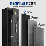 BlackSmith 3 Rifle Gun Safe for Home Rifles and Pistol Long Gun Safe 0.1s Quick Access Fingerprint Recognition Handgun Safe Keypad Wall Mount Gun Cabinet with Pistol Rack Pockets Ammo Storage BlackSmith