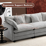 Ihanherry 111.4 Inch 3-Seater Cloud Sofa, Modular Sectional Couch, Modern Deep Seat Sofa for Living Room, Comfy Double Layer Upholstered Seat Cushion, Breathable Chenille Fabric, Grey Ihanherry