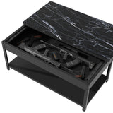 SmartEdge Coffee Table with Gun Safe with Biometric Lock, Lock Storage Table Designed for Firearms and Wine, Hidden Gun Storage for Jewelry Money Rifles Pistols and Ammo (Black Marble Wood) SmartEdge
