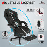 Gamtimer Gaming Chair, Computer Office Chair with Footrest, 155° Reclining Chair, Ergonomic High Back Computer Chair with Headrest and Lumbar Support for Adults and Kids（Dark Black） Gamtimer