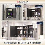 Keonjinn Black Medicine Cabinet 17 x 25 Inch, Heavy & Solid Bathroom Medicine Cabinet with Mirror, Stainless Steel Framed, Adjustable Shelves, Recessed or Wall Mount, Bathroom Mirror with Storage Keonjinn