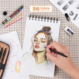 Nicpro 30PCS Black Metal Mechanical Pencil Set in Leather Case, Art Drafting Pencil 0.5, 0.7, 0.9 mm, 2mm Lead Pencil Holders for Sketching Drawing With 16 Tube (6B 4B 2B HB 2H 4H Colors)Lead Refills Nicpro