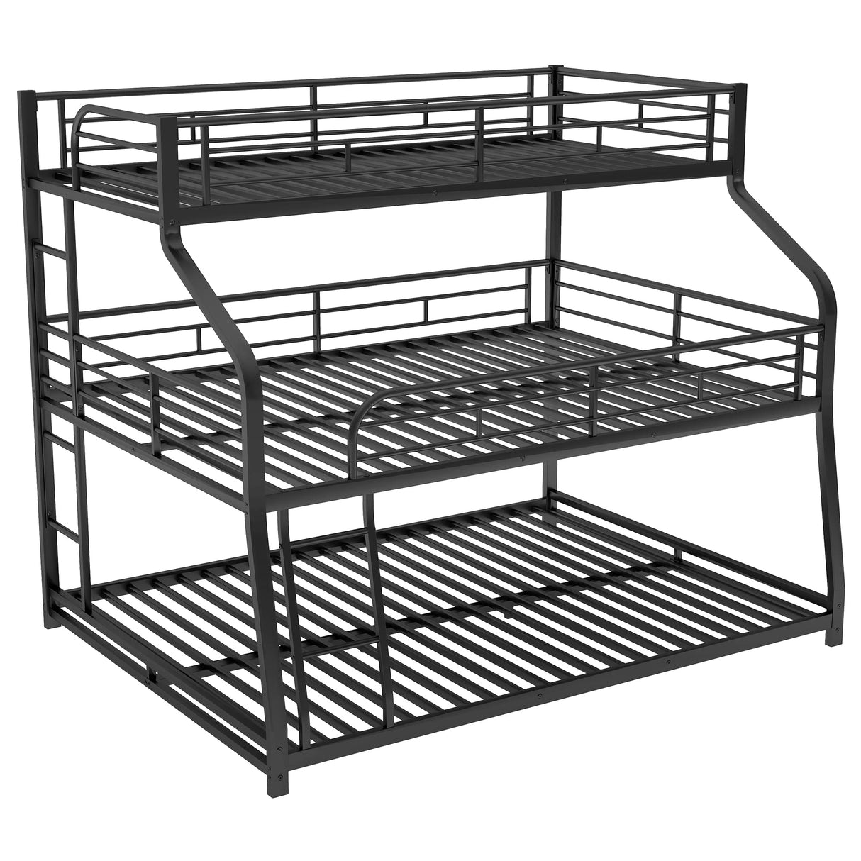 Harper & Bright Designs Black Triple Bunk Bed Twin XL/Full XL/Queen Size, Metal Bunk Bed Frame with Guardrails and Ladder, Steel Triple Bunk Bed for 3 Kids Teens Adults Harper & Bright Designs
