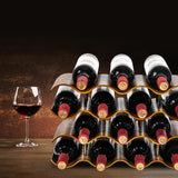 TRUDING Countertop Wine Rack - 14 Bottle Freestanding Wine Bottle Holder Stand - 4 Tier Wooden Wine Storage Rack - Wavy Wine Organizer for Cabinet Pantry Home Kitchen Bar (Walnut) TRUDING