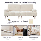 Furnify Cloud Couch, 76" Loveseat Sofa Bed with Removable Armrest, Boucle Sherpa Sofa Bed, Comfy Upholstered Sleeper Sofa for Living Room, Bedroom, Office, Beige Teddy Furnify