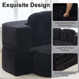 Tmsan 78.7" W Boneless Cloud Loveseat Sofa, 2 in 1 Convertible Floor Folding Couch Bed, No Assembly Compressed Foam Lounge Sofa Sleeper for Dorm Apartment Office Bedroom Living Room Small Spaces Tmsan