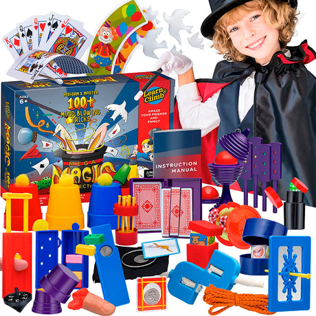Learn & Climb Mega Magic Kit for Kids - Perform 100's of Today's Most Exciting Tricks - Magic Set with Tutorial Videos for Kids Ages 6-8, 8-10, 10-12 Learn & Climb