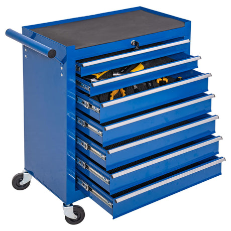 WAYTRIM 7-Drawer Metal Rolling Tool Chest with Wheels, Tool Storage Cabinet with Locking System, Toolbox with Wheels for Repair Shop, Garage, Warehouse, Workshop, 7-Drawer, Blue WAYTRIM