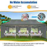 HOTEEL 10x30 Pop up Canopy Tent for Parties, Heavy Duty Easy Setup Tent with 5 Sidewalls, Outdoor Commercial Instant Gazebo for Wedding Event, with Roller Bag & Sand Bags, Grey(Hexagonal Frame) Hoteel