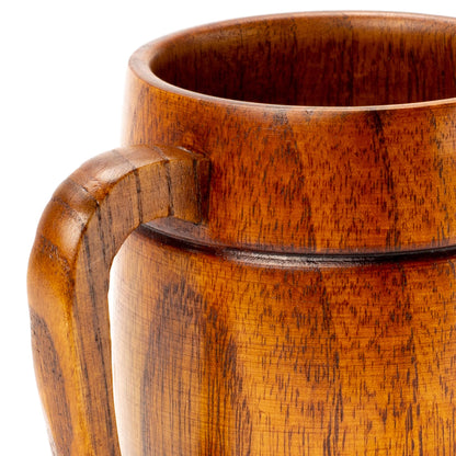 Wooden Mug with Handle | 12oz (350ml) Wood Drinking Cup for Beer, Coffee & Tea, Hot or Cold, Brown, LS-WC-1 - WoodArtSupply