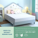 EGOHOME Full Mattress for Kids, 6 Inch Green Tea Gel Cooling Memory Foam Bunk Bed Mattress in a Box, Made in USA CertiPUR-US Certified, Medium Firm Trundle Mattress, White MLILY