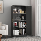Black Metal Storage Cabinet with with Door, Kitchen Pantry Cabinet with 3 Adjustable Shelves, 60" Tall Storage Cabinets, Steel Large Cupboard for Home Office, Living Room, Dining Room, Kitchen MetalMax