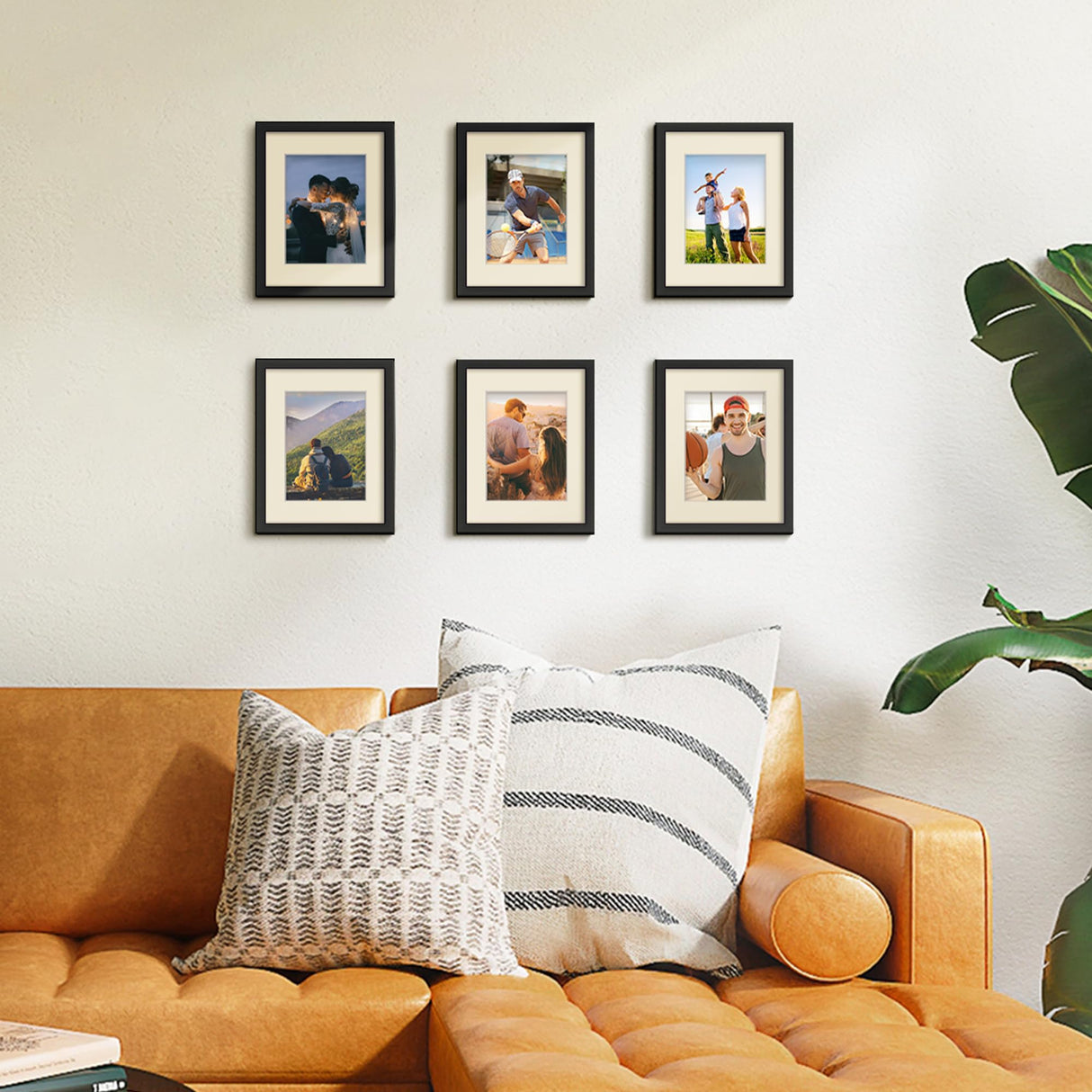 upsimples 8.5x11 Picture Frame Set of 3, Made of High Definition Glass for 6x8 with Mat or 8.5x11 Without Mat, Wall and Tabletop Display Photo Frames, Black upsimples