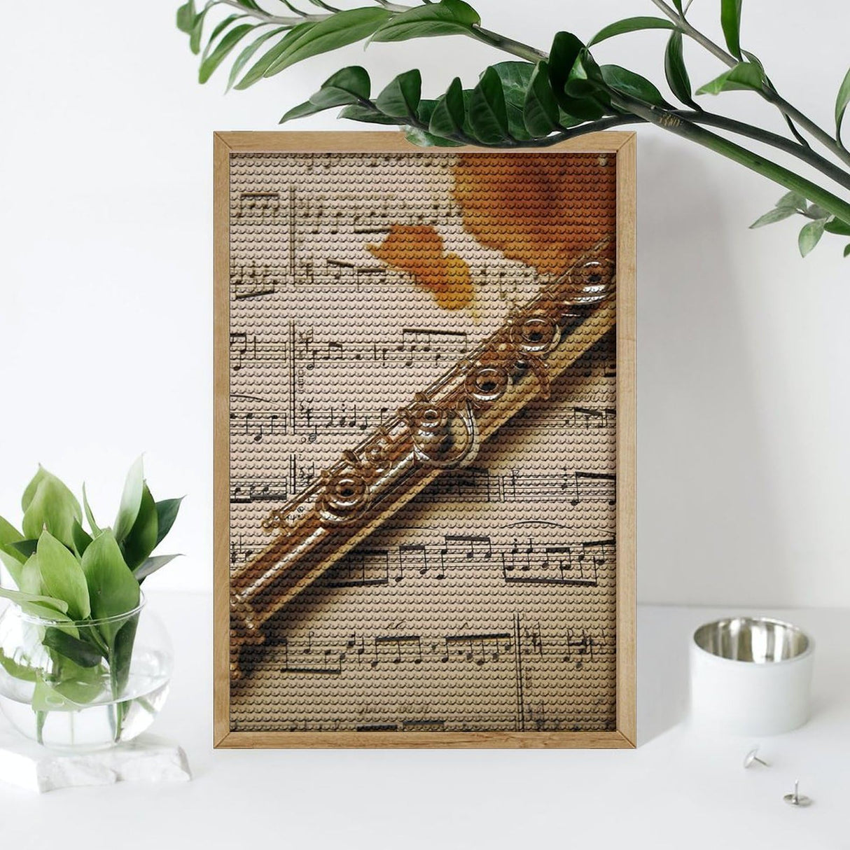 GHENBLT Flute Music 5D Diamond Painting Kits for Adults Beginners Large Round Diamond Art Painting DIY Full Drill Diamond Dots Wall Paintings Gem Art for Gift Home Wall Decor 8"x12" GHENBLT