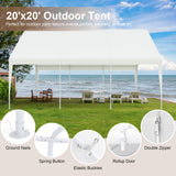 GOJOOASIS 20' x 20' Heavy Duty Carport with Roll-up Visual Windows, Reinforced Party Tent with Removable Sidewalls & Doors for Parties, Wedding, Outdoor Events, Car Canopy with All-Season Tarp, White GOJOOASIS