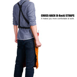 QeeLink Leather Work Shop Apron with 6 Tool Pockets Heat & Flame Resistant Heavy Duty Welding Apron, 24" x 36", Adjustable M to XXL for Men & Women (Brown - Deluxe Edition) QeeLink