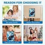 MEIYUDA Panda Diamond Painting Kits for Adults, 5D Flowers Panda Diamond Art Kits for Beginners, DIY Gem Art Crystal Painting for Home Wall Decor and Present 12x16inch MEIYUDA