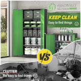 Greenvelly Metal Garage Storage Cabinet,72" Steel Locking Garage Storage Cabinet with Doors and Shelves,Metal Office Storage Cabinet for Home,School,Garage(Black Green 36" W x18 D) Greenvelly