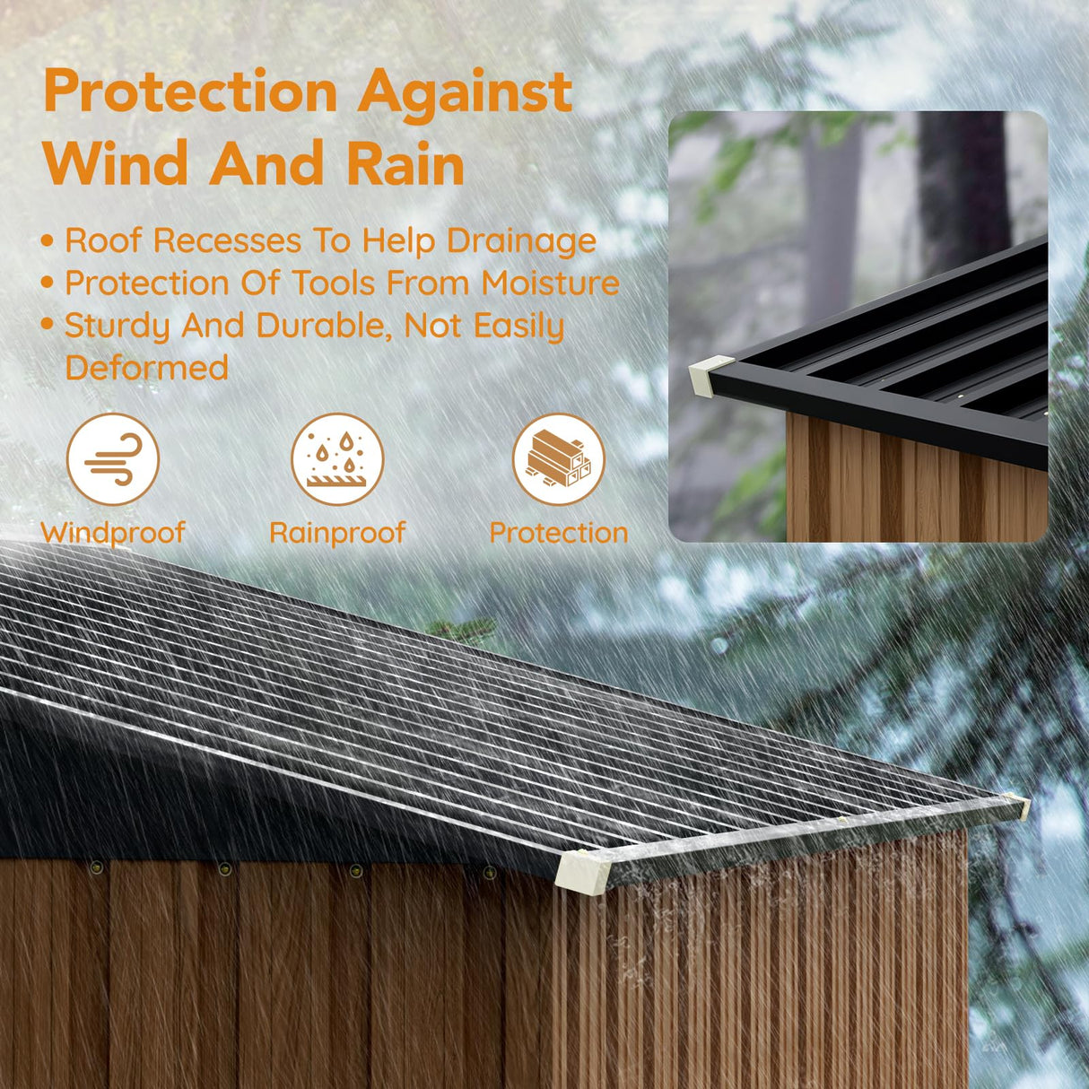 Panovue 8X6 FT Garden Storage Shed with Lockable Door,Steel Tool Shed with 1 Clear Window, Anti-Corrosion Metal Shed for Backyard Patio Lawn (Wood Panels & Frame Floor Not Included)(Light Wood Grain) Panovue