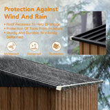 Panovue 8X6 FT Garden Storage Shed with Lockable Door,Steel Tool Shed with 1 Clear Window, Anti-Corrosion Metal Shed for Backyard Patio Lawn (Wood Panels & Frame Floor Not Included)(Light Wood Grain) Panovue