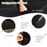 Tangkula 9 Pieces Patio Furniture Set with 50,000 BTU Propane Fire Pit Table, Outdoor Wicker Space-Saving Sectional Sofa Set with Storage Box, 32” Square Gas Fire Pit (Black) Tangkula