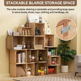 KIRIGEN Stackable Wood Storage Cube /Basket/ Bins Organizer for Home Books Clothes Toy Modular Open Cubby Storage System - Office Cubical Bookcase Closet Shelves C26-NA KIRIGEN