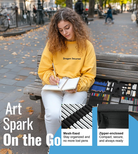 106-Piece Art Supplies Sketching Kit with 3-Color Sketch Book, Coloring Book, Drawing Pencils with Graphite Colored Charcoal Watercolor & Metallic Pencils, Art Kit Gifts for Artists Adults Teens Kids COOL BANK