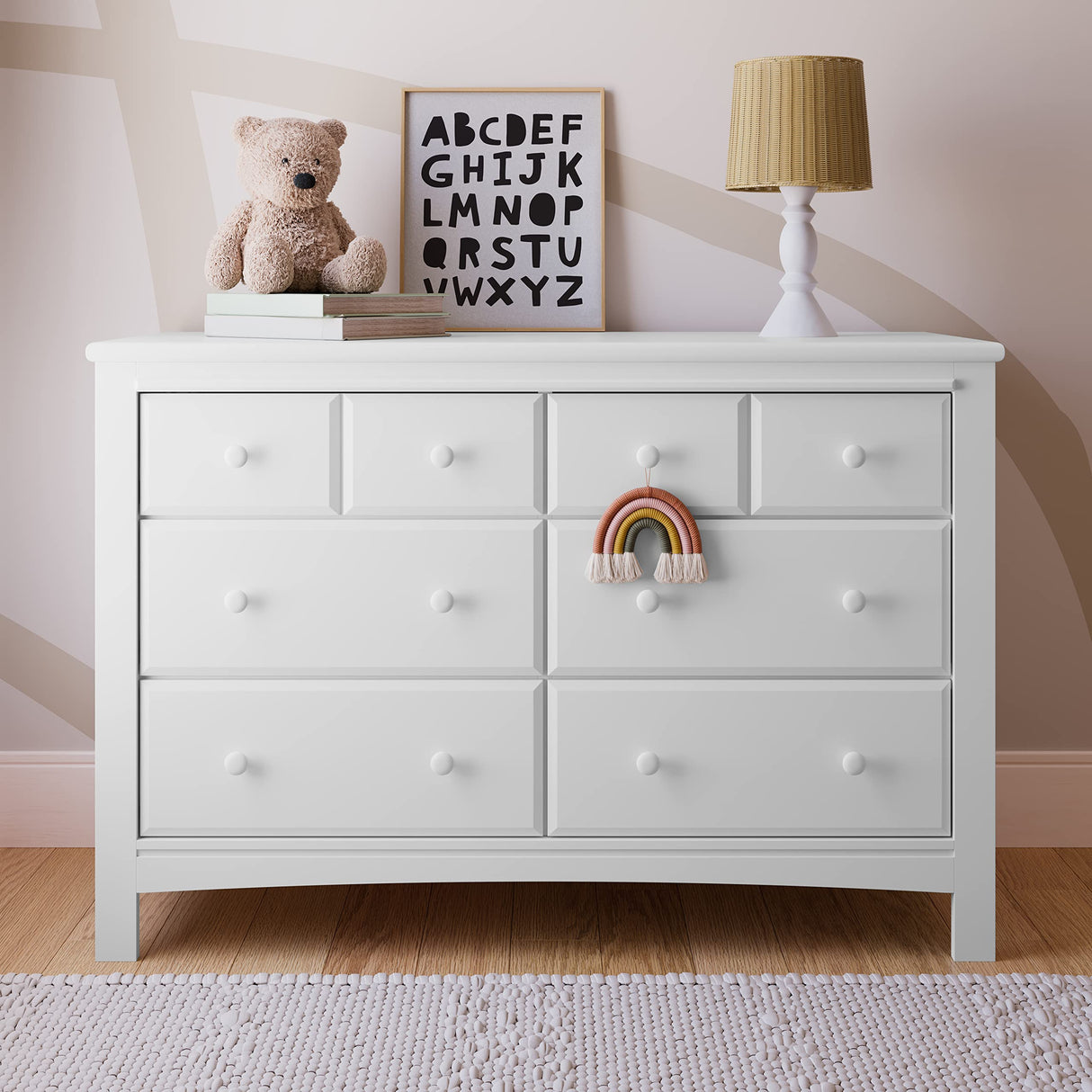 Graco Benton 6 Drawer Double Dresser (White) – Easy New Assembly Process, Universal Design, Durable Steel Hardware and Euro-Glide Drawers with Safety Stops, Coordinates with Any Nursery Graco