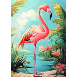 HEIBAGO Flamingo Diamond Art Kits for Adults, 5D Full Drill Round Bird Painting Gems with Beach Diamond Painting, Diamond Dots Perfect for Home Wall Decor 12x16inch HEIBAGO