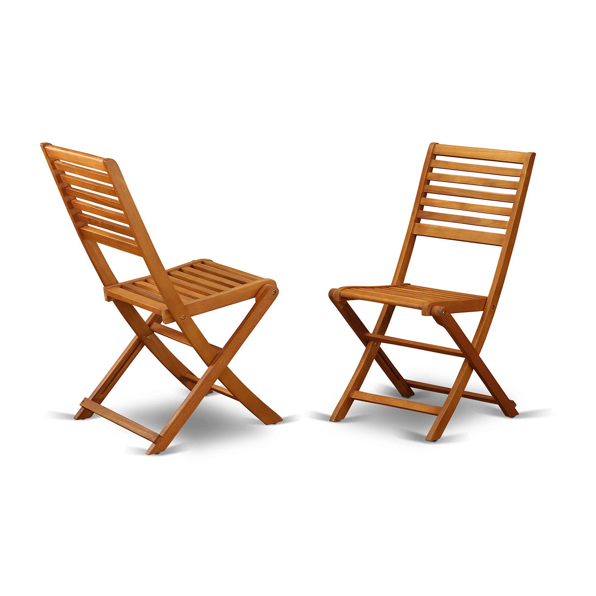 East West Furniture DEBS7CWNA 7-Piece Modern Set-6 Foldable Chairs Ladder Back and Outdoor Coffee Table and Rectangle Top with Wooden 4 Legs-Natural Oil Finish East West Furniture